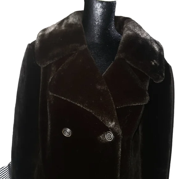 Borgazia Black Full Length Faux Fur Coat Vintage 60s - Picture 3 of 7